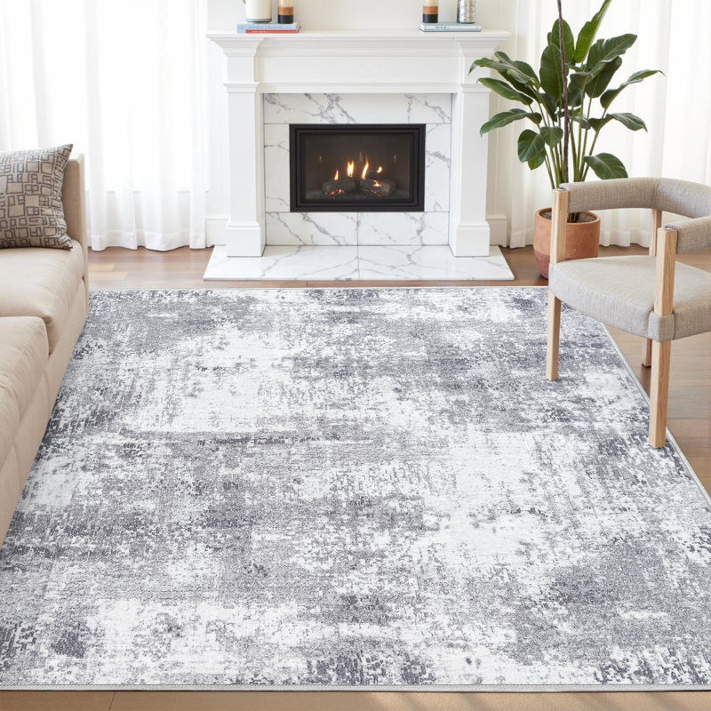 Elroy Arnedoy Modern Abstract Machine Washable Area Rug with Non-Slip Backing, Rectangle 6' x 9'