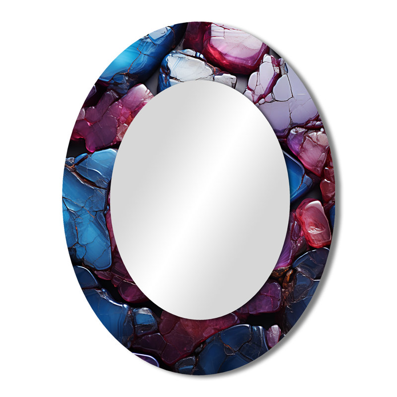 Blue And Purple Seamless Marble Volcano III - Blue Oval Wall Mirror Decor, 43" x 33"