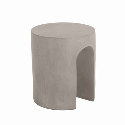 Modern Light Grey Concrete Round U-Shaped Outdoor Side Table