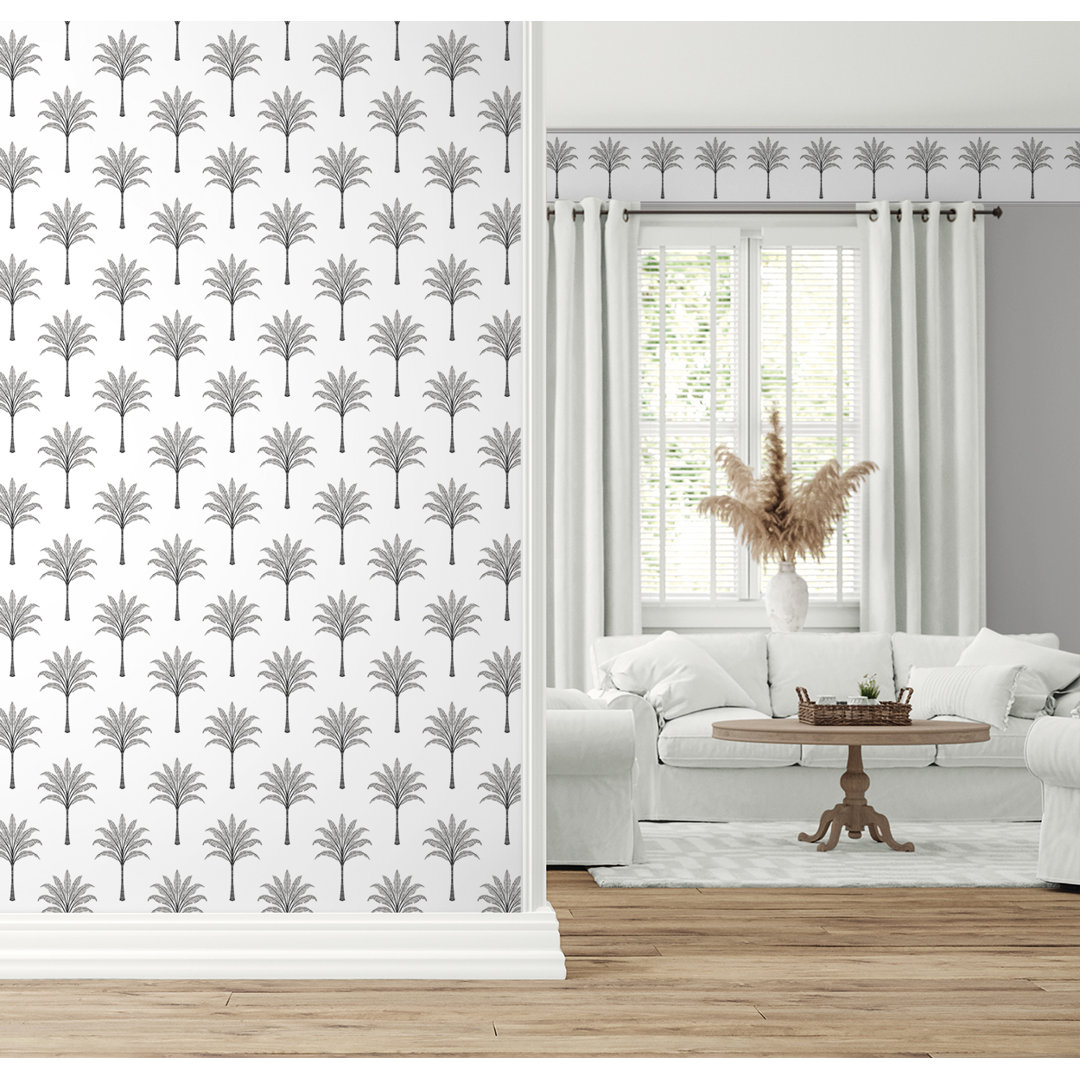 Harry & Grace Blue Lake Montgomery Palm Peel And Stick Wallpaper Bay Isle Home™ 