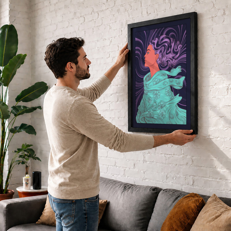Psychedelic Profile Retro - Framed Print, Unframed, A4 - 29.7 x 21.0 cm