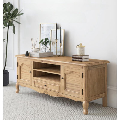 Vintage Oak TV Cabinet Unfinished TV Stand for TVs up to 65"