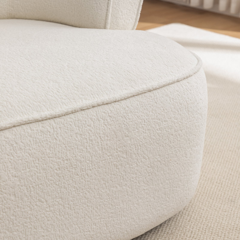 Armenakis 33'' Wide Upholstered Polyester Swivel Chair With Ottoman, Beige Polyester