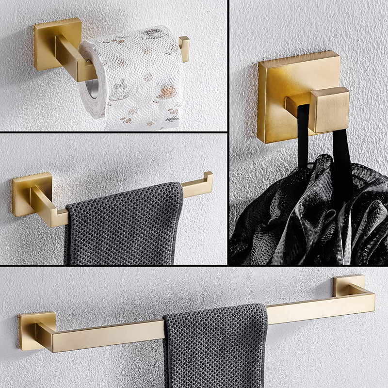 4 - Piece Bathroom Hardware Set, Brushed Gold