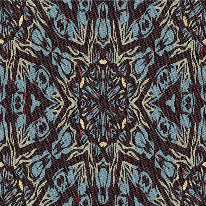 Tapis brun / bleu Ikat, Carré 8 pi