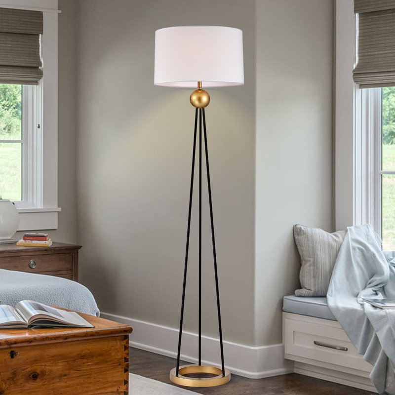 Arwen 69'' Gold Tripod Floor Lamp, White