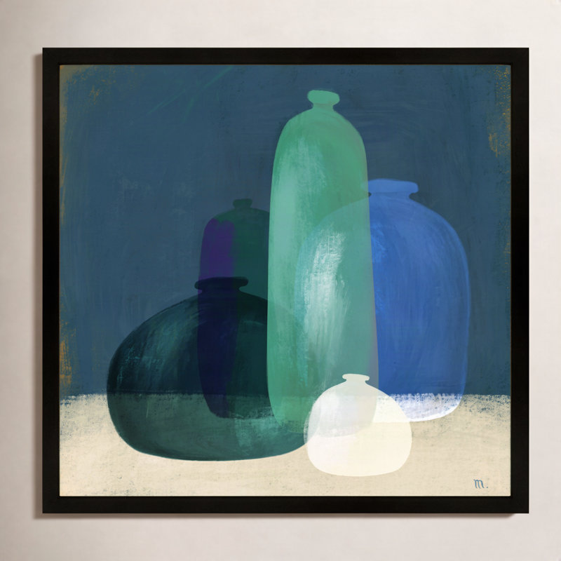 Murano Glass Vases By Studiom - Framed Wall Art, 44" H x 44" W x 1.25" D, Black