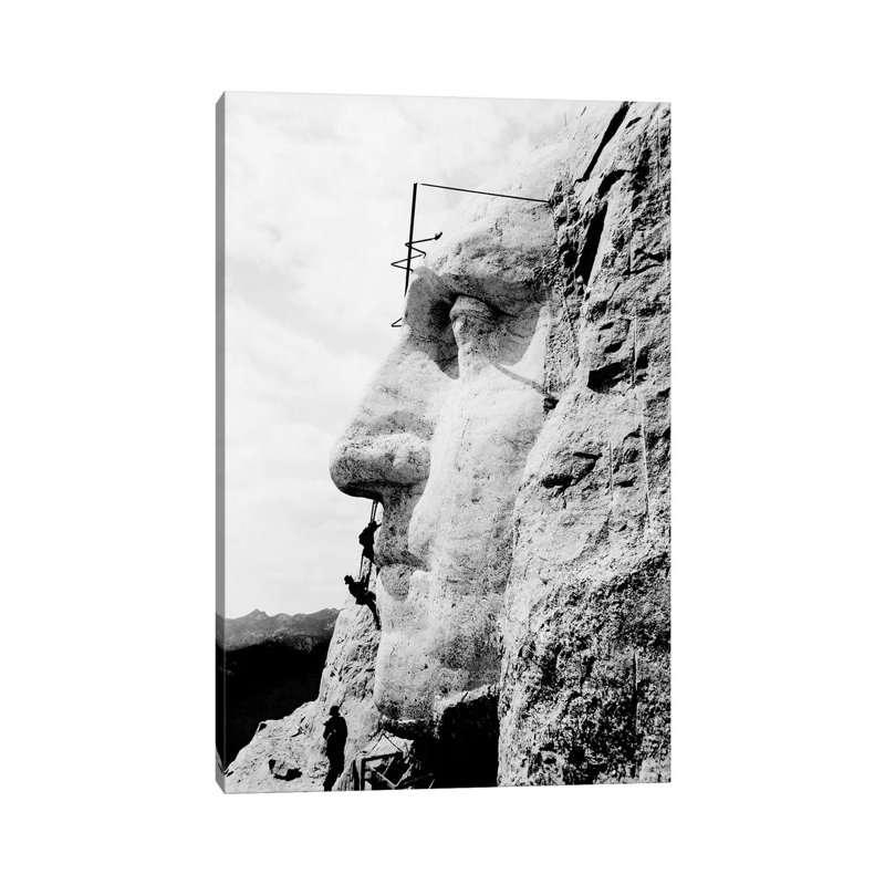 Construction Of George Washington's Face On Mount Rushmore, 1932 by Stocktrek Images - Wrapped Canvas Print