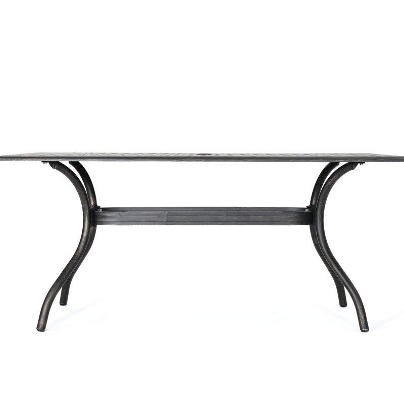 Shiny Copper 68" Rectangle Cast Aluminum Patio Table Style Rectangular Table, Finish Present