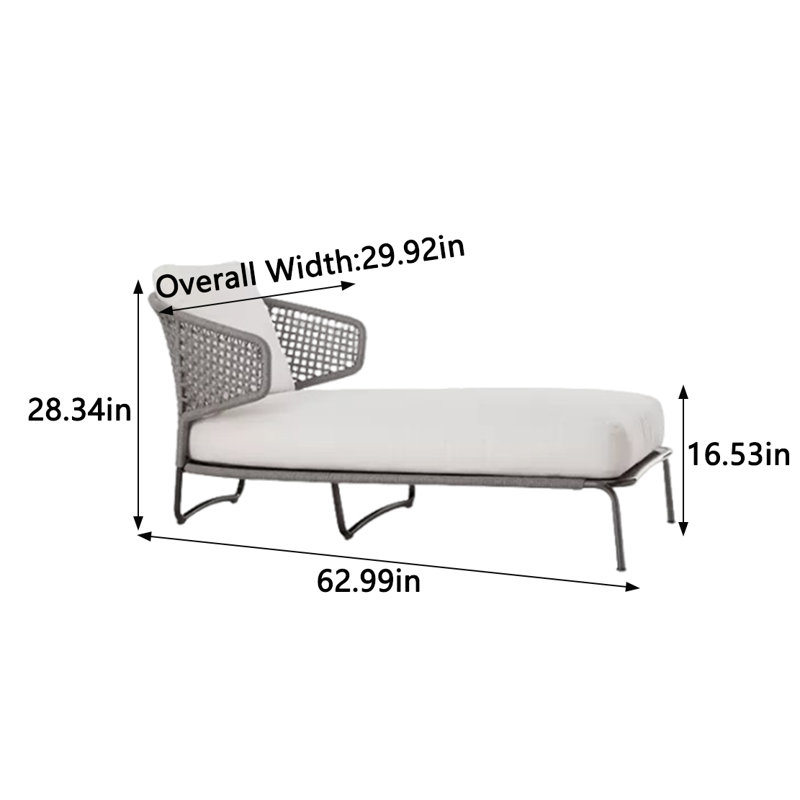 Sturdy Aluminum Outdoor Lounger Handwoven Outdoor Chaise Lounge , Cushion Included