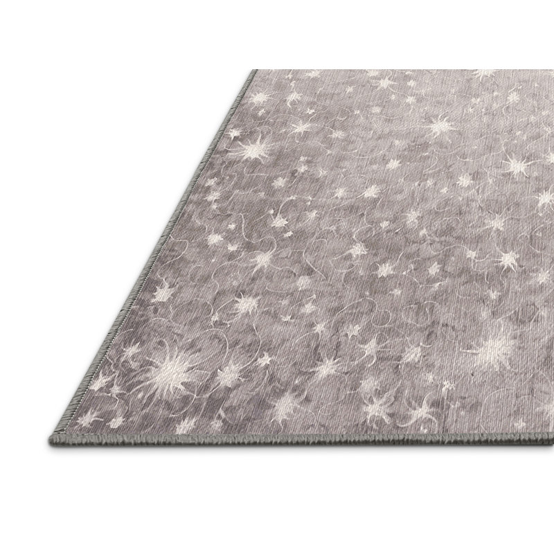Machine Washable Gray Area Rug, Square 5'