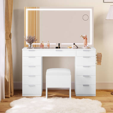 Wade Logan® Alez Vanity Mirror with Storage and LED Lights & Reviews