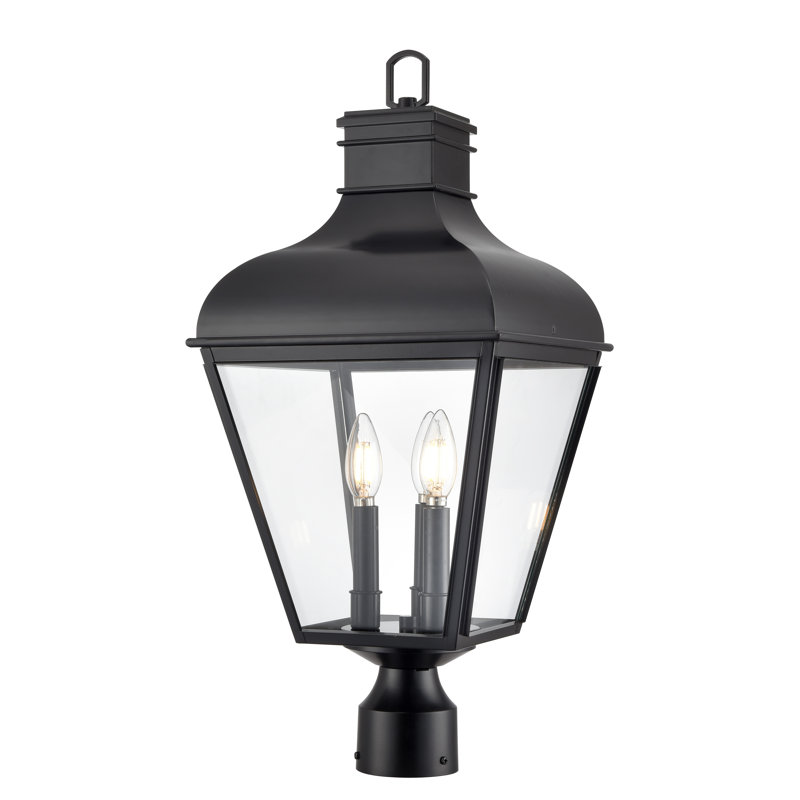 Edenton 24" High 3-Light Outdoor Post Lantern - Matte Black