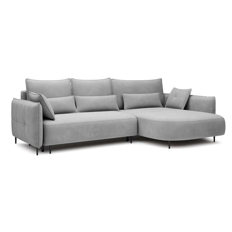Bairo 3 Seater Fabric Reclining Sofa & Chaise, Grey, Right Hand Facing