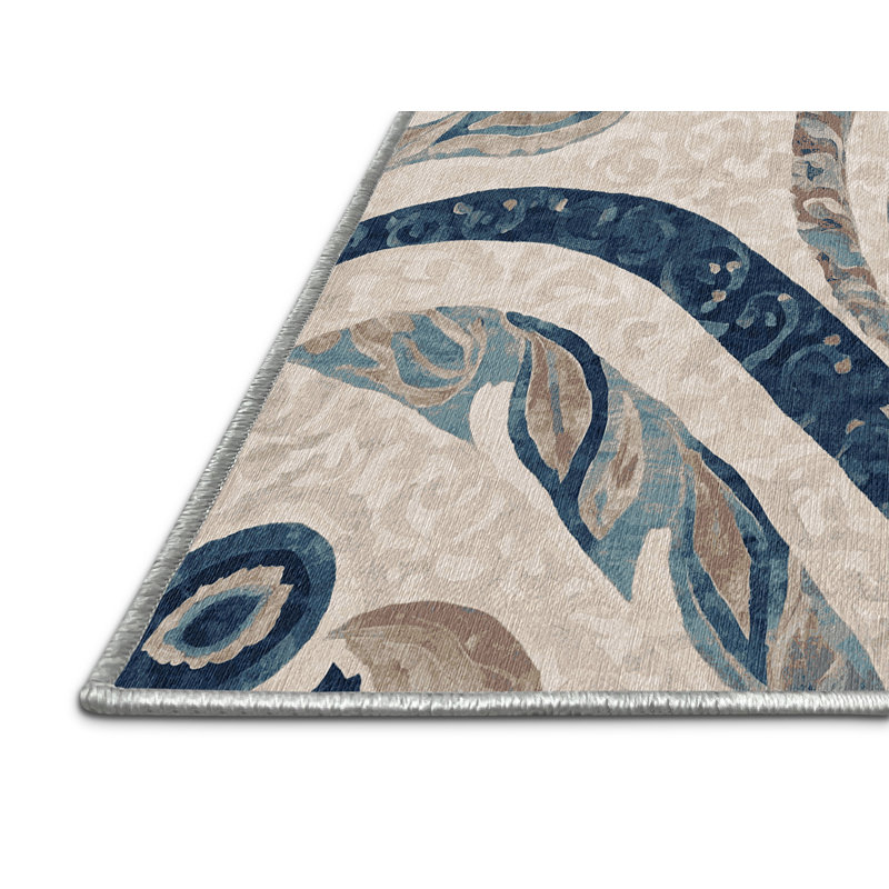 Machine Washable Beige Area Rug, Square 5'