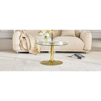Tables basses modernes et cocktail, verre métallique doré de 27,5 po, maison compacte