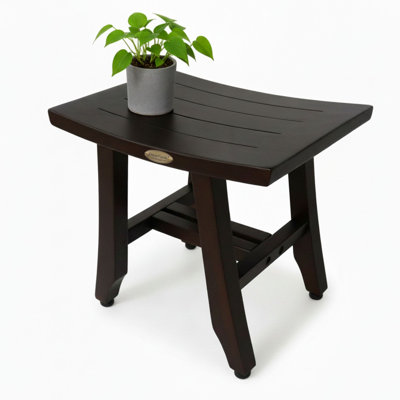 DecoTeak Satori, tabouret de douche en teck, repose-pieds de rasage en teck, tabouret de rasage de douche en teck, brun boisé
