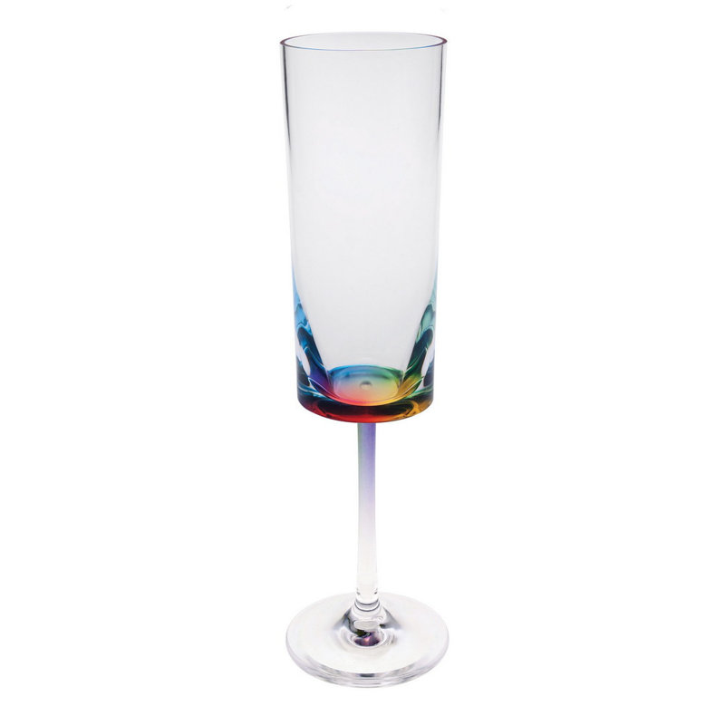 Ensemble de quatre flûtes géométriques en acrylique à arc-en-ciel