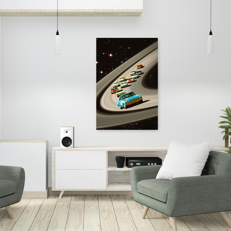 Art contemporain rétro, ville rétro, H 36 po x l 24 po