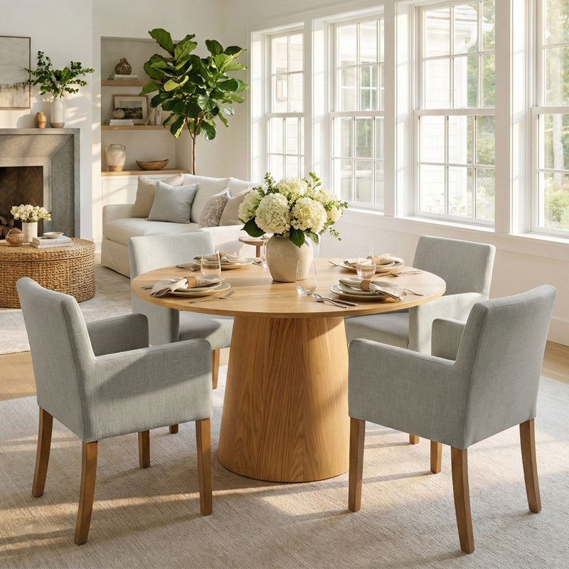 Sarosh 4-Person Upholstered Dining Set, Gray