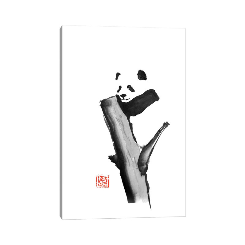 Panda On A Tree by Péchane - Print on Canvas, Wrapped Canvas, 20.32 cm H x 30.48 cm W