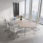 Ensemble de table de conférence Okeysen 110 po en forme d'infini avec 8 chaises ergonomiques, bureau de réunion moderne et irrégulier avec 2 prises de courant et ports USB