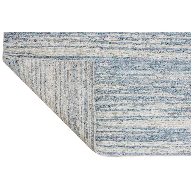 Wool Area Rug in Blue/Ivory, Rectangle 12' x 15'
