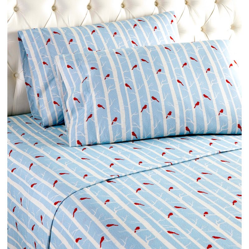 Twin XL Polar Bear Print Cotton Polyester Flannel Sheet Set
