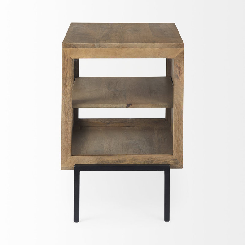  Table de bout carrée en bois massif brun transitionnel 26 po
