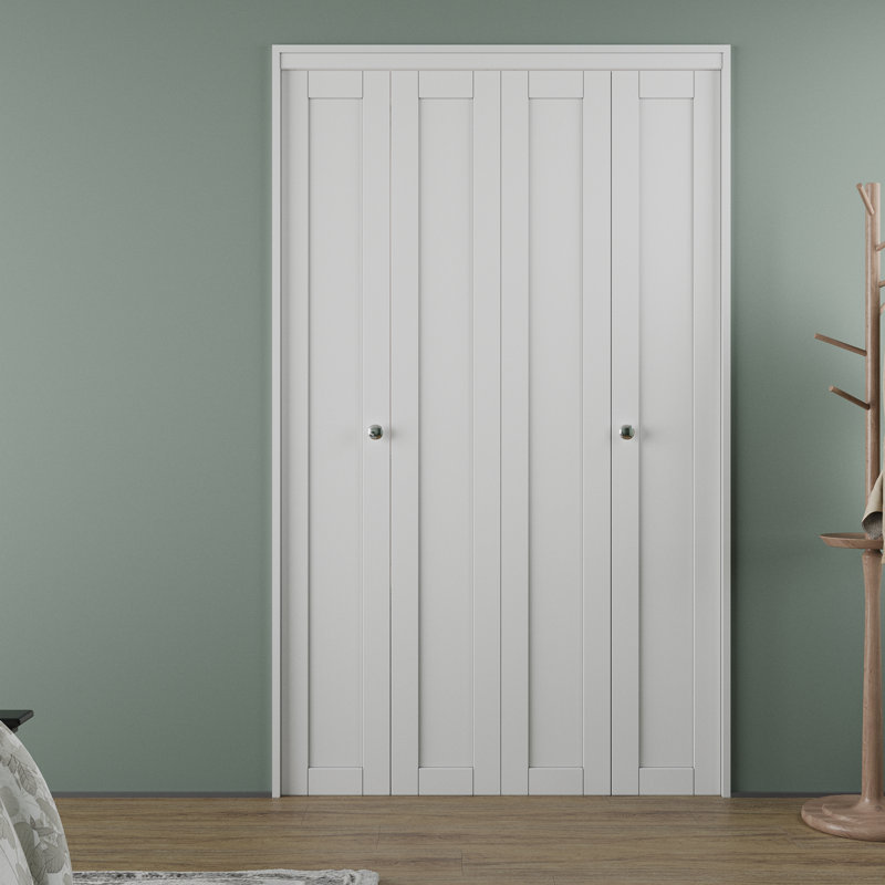Porte double pliante en bois manufacturé 48 po x 80 po avec ensemble de quincaillerie d'installation (garde-manger, porte de placard)