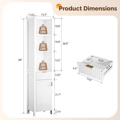 Armoire de rangement pour salle de bain avec tiroirs, organisateur court autoportant moderne