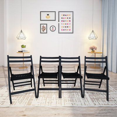 Chaise pour événement spécial pliante en bois à lattes Furniture - noir, ensemble de 4, CHAISE PLIABLE, STYLE PLIABLE