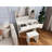 One Drawer Adjustable Mirror Vanity Table, Storage For Cosmetic Brushes, Comfortable Seating, Sleek Design, Ancient White Finish, Particle Board + , 35.02 In Depth Dresser Drawer, Open Shelves, 67.68