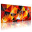 Ensemble de 3 tableaux sur toile à motif géométrique abstrait de flammes de feu-1413503895