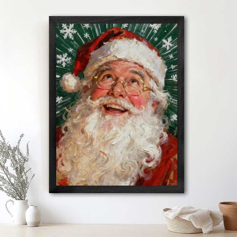 «Black Santa Vintage», art mural encadré noir, impressions de style rétro, H 25 po x l 17 po