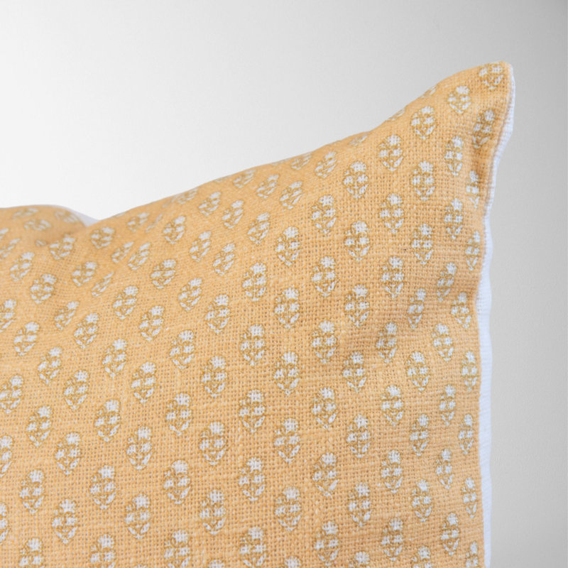  Cotton Throw Square Pillow Cover, Gold Floral