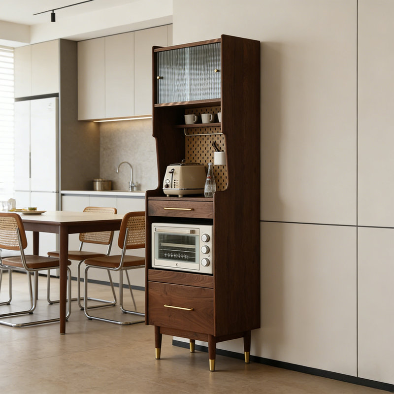Vertical Glass Sliding Door Accent Cabinet