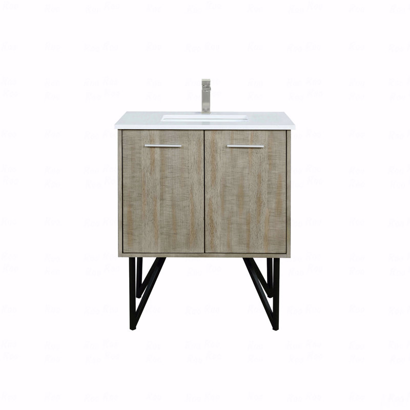 Ensemble de meuble-lavabo à simple cuve 30 po de largeur x 20 po de profondeur, comptoir en quartz blanc et robinet en nickel brossé