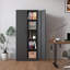 Armoire de rangement en métal 72 po H, armoire verrouillable en acier à outils noir avec portes et 4 tablettes, grands classeurs pour systèmes de rangement de garage