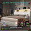 Très grand cadre de lit avec tiroirs de rangement et tête de lit, lit plateforme avec lumière DEL et station de charge, blanc-1303069388-1303069390