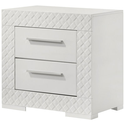 Pierce High Gloss 2-drawer Nightstand Bedside Table