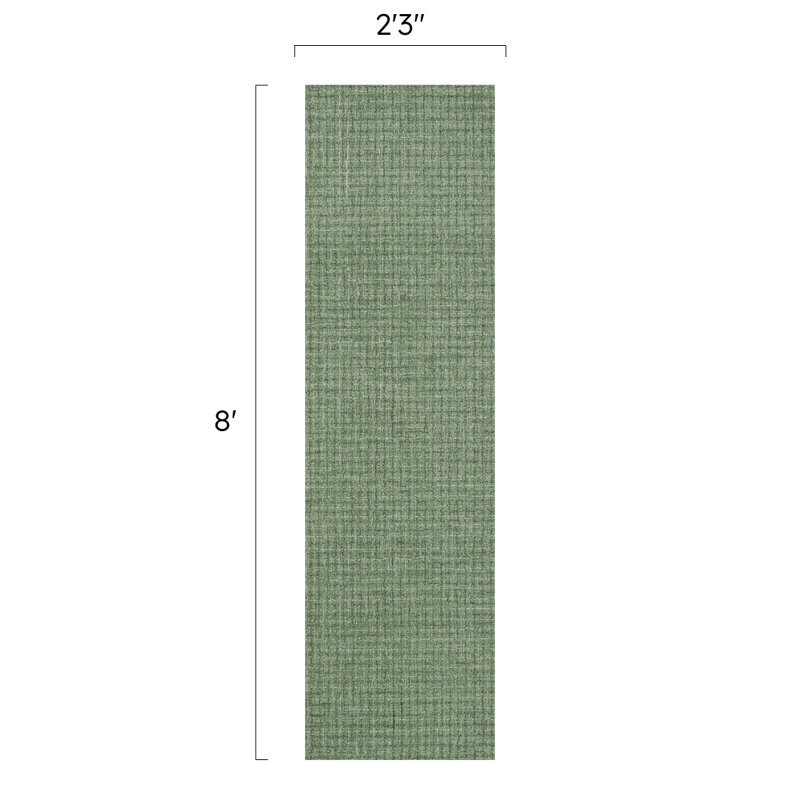 Bryn Hand Tufted Wool Abstract/Houndstooth Area Rug in Forest/White, Runner 2'6" x 8'