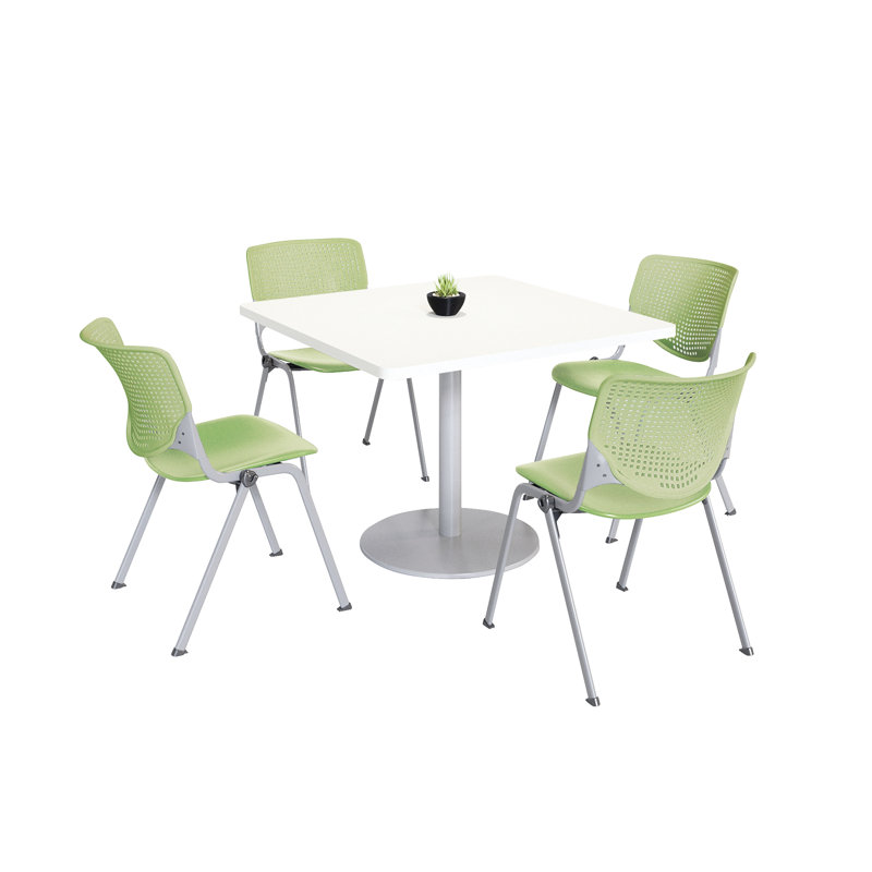 Ensemble de table de salle à manger et de chaise Kool Mode, H 29 po x L 36 po x l 36 po, Vert citron, Blanc
