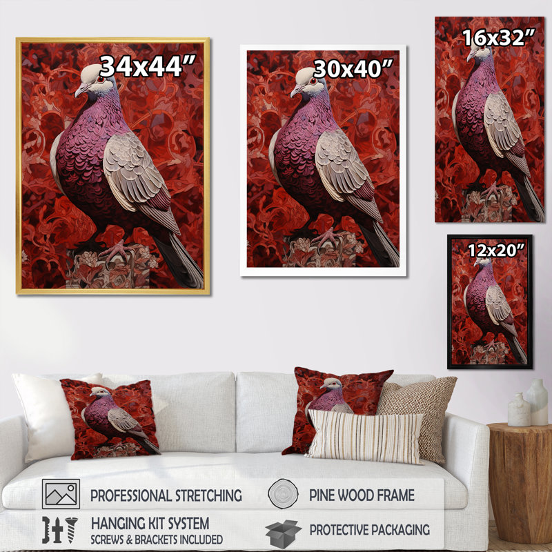 Messenger Dove sur toile, Cadre flottant doré, H 32 po x l 16 po