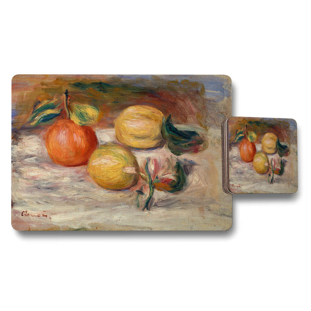 Artistic Fruit Still Life Placemats And Coaster Set