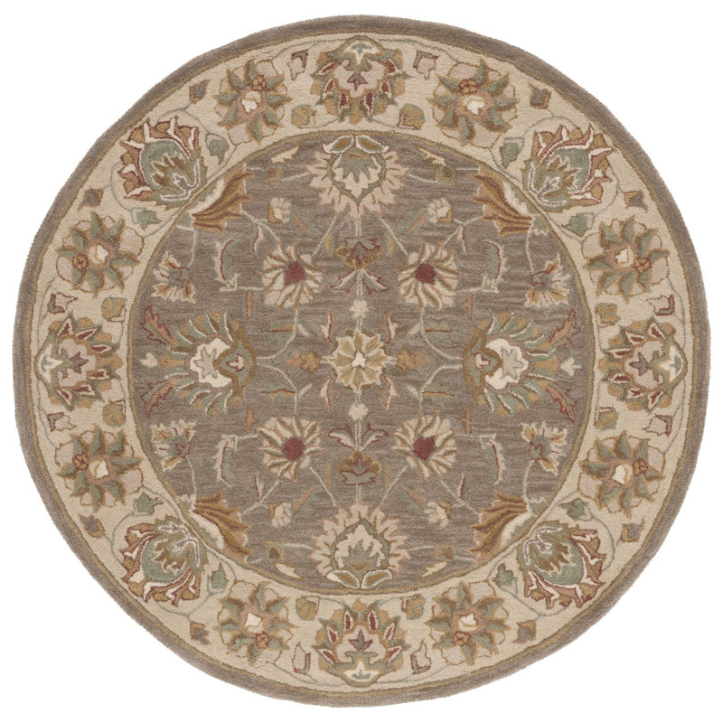 Tapis brun / ivoire en laine touffeté à la main Cranmore, Rond 3 pi 6 po