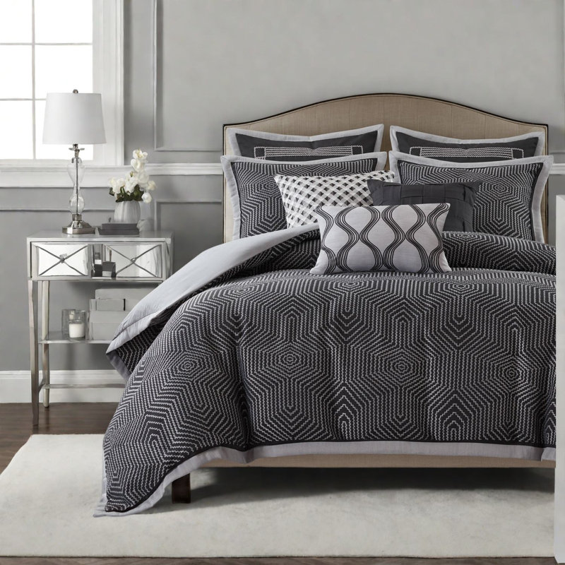 Ensemble de literie pour grand lit 8 pièces Premium, jacquard de polyester, confort moderne à la maison