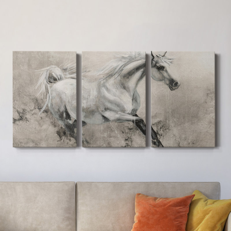 Majestic Stallion I - Toile tendue avec châssis de qualité supérieure - Prêt à accrocher, H 60 po x l 120 po x P 1 po
