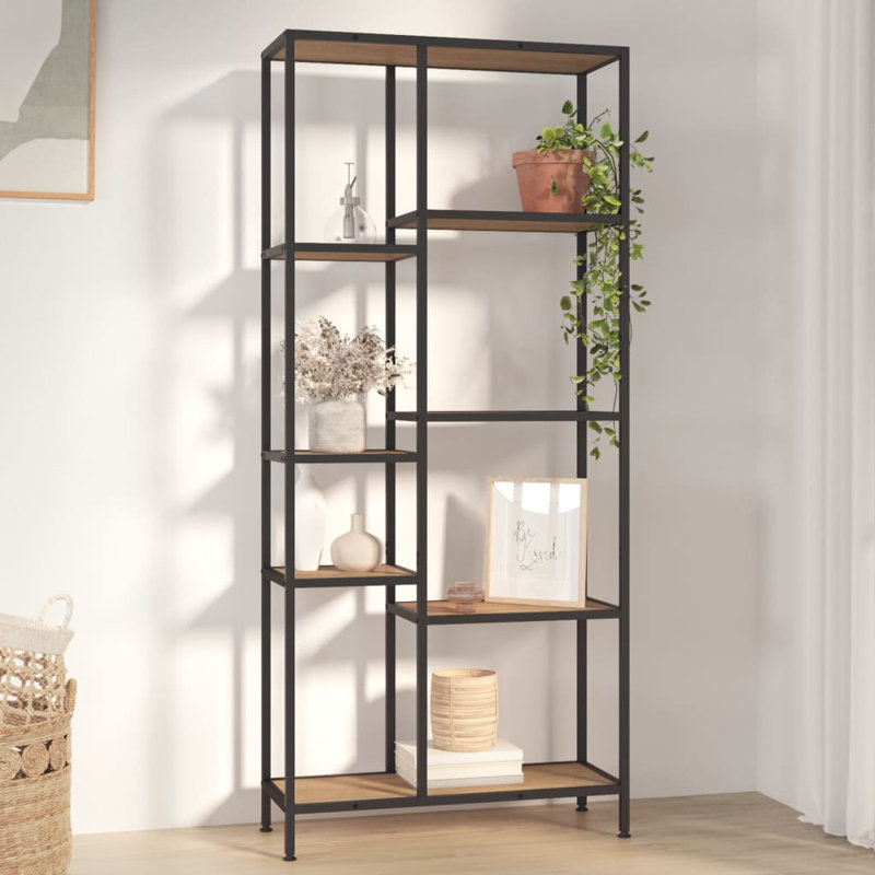 Oringas Bookcase, Light Brown/Black, (8 Shelves) 71" H x 32" W x 12" D