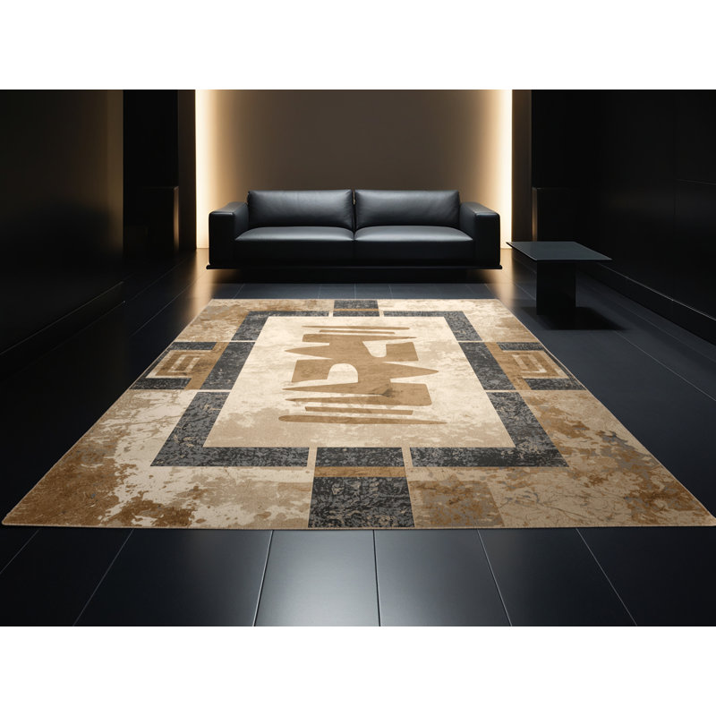 Tapis moelleux moelleux à imprimé bloc Cozine, Carré 4 pi